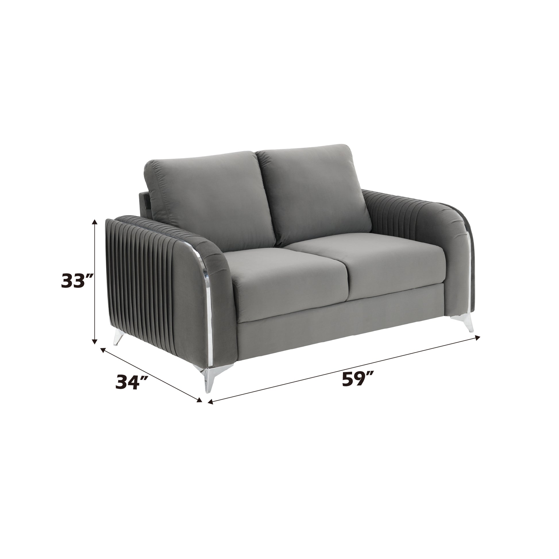 Wenona Gray Velvet Loveseat FredCo