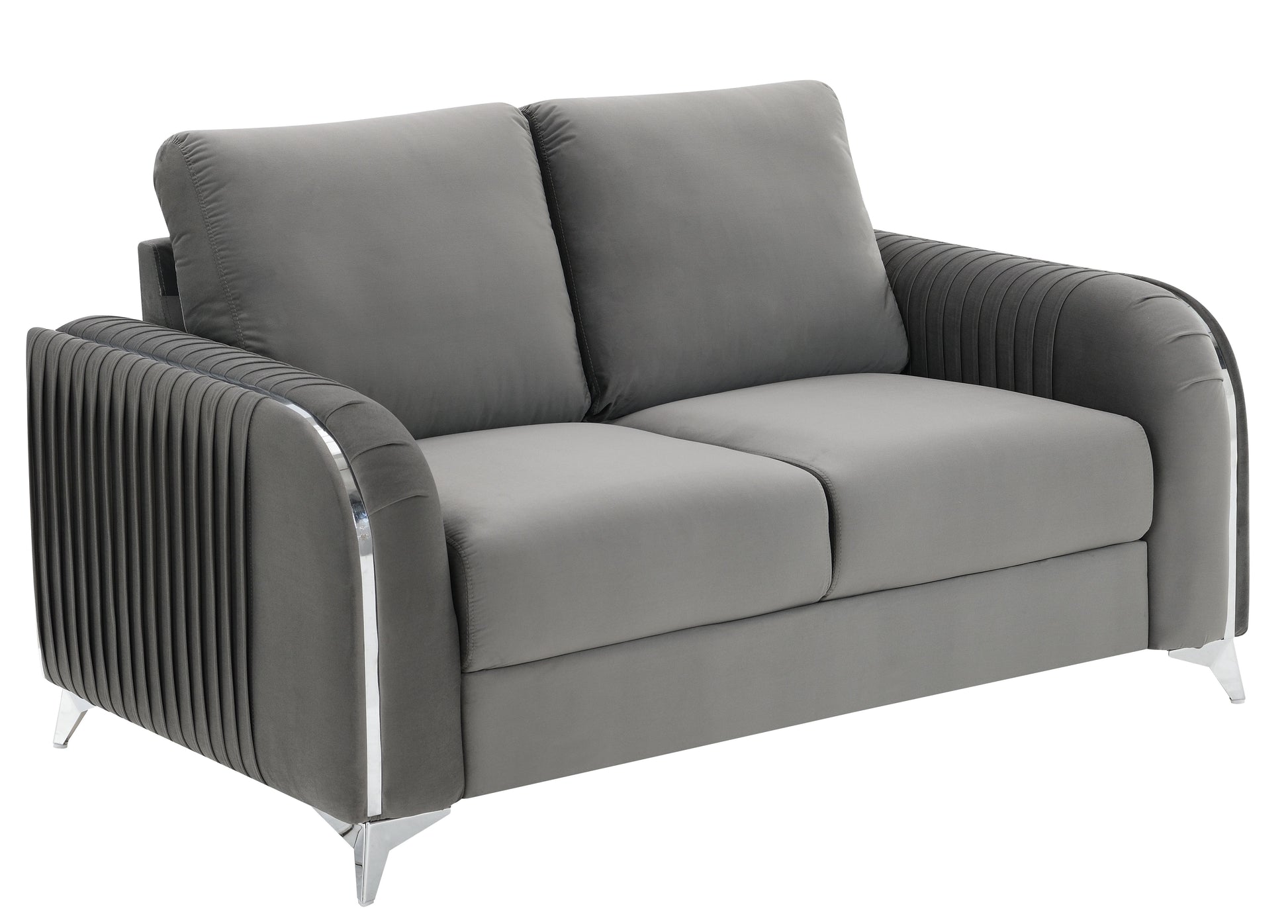 Wenona Gray Velvet Loveseat FredCo