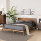 Wheatley Mid-Century Modern Walnut Brown Finished Wood Queen Size Platform Bed FredCo