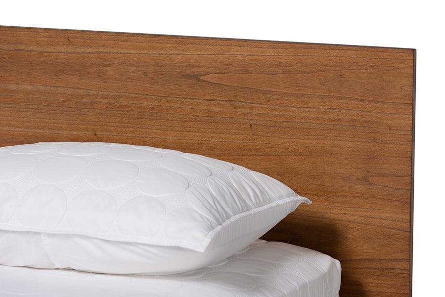 Wheatley Mid-Century Modern Walnut Brown Finished Wood Queen Size Platform Bed FredCo