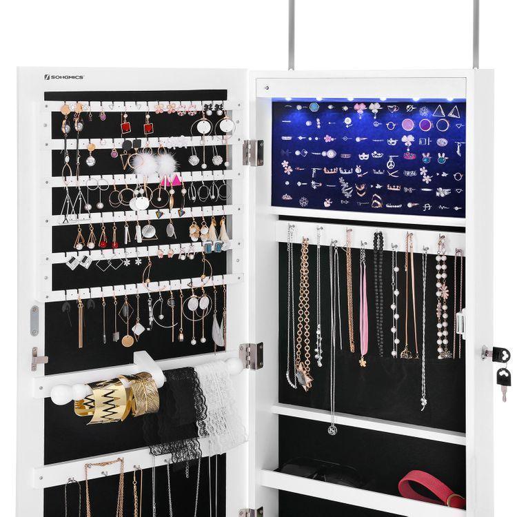 White Hanging Jewelry Armoire FredCo
