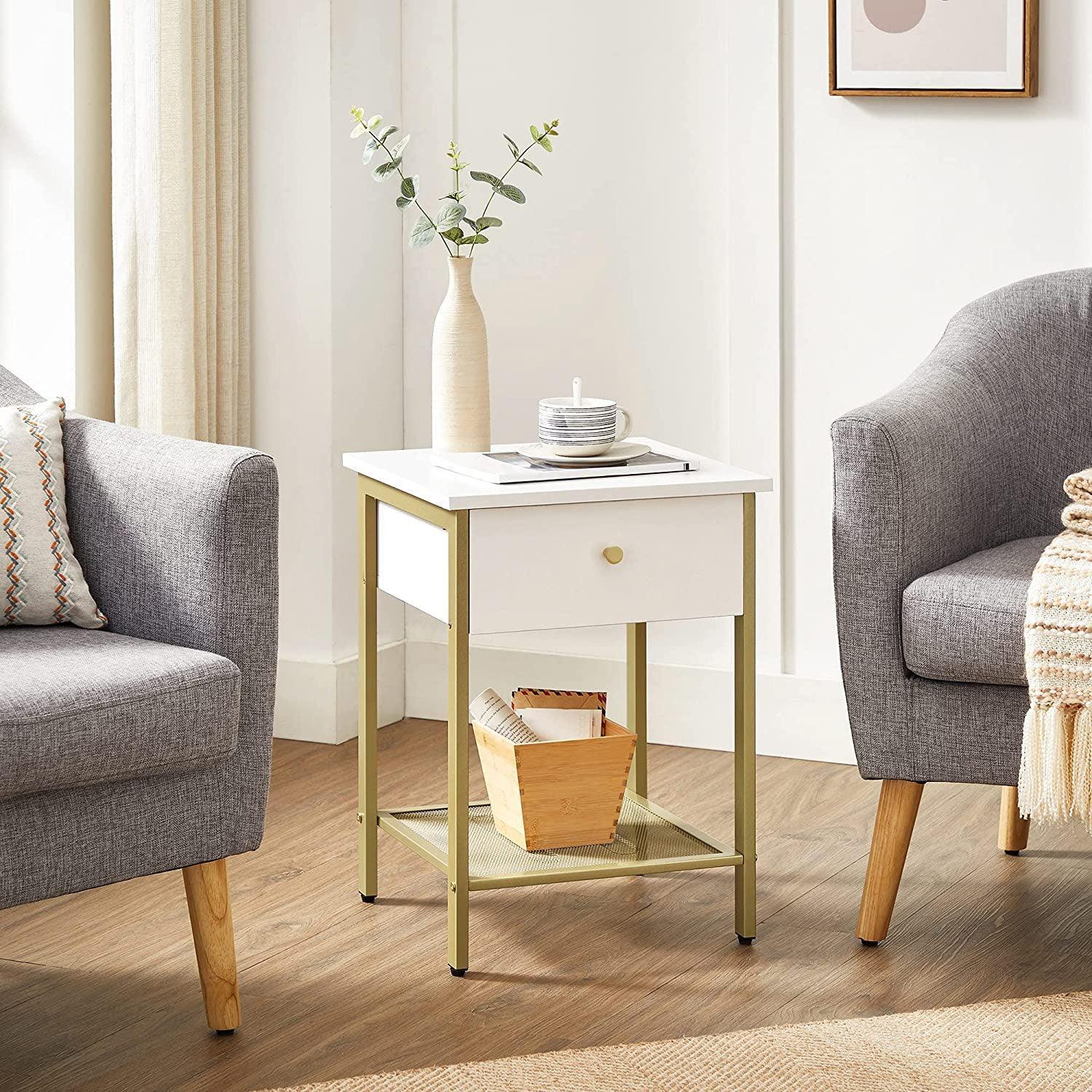 White Nightstand with Drawer FredCo