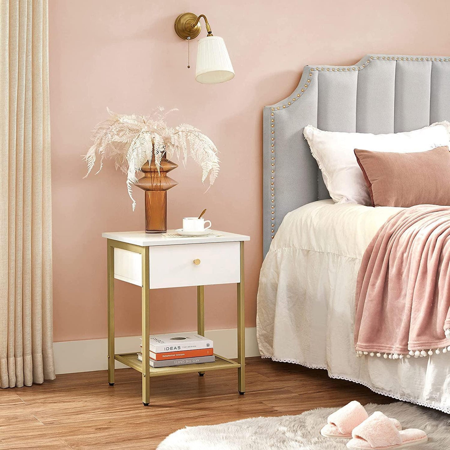 White Nightstand with Drawer FredCo