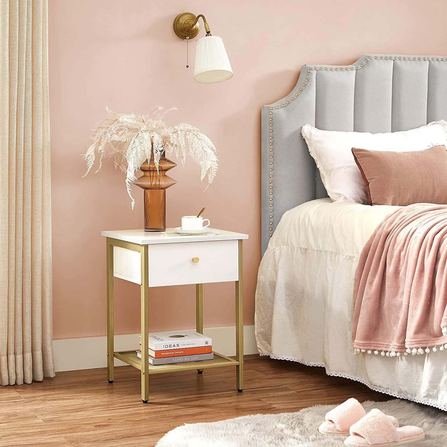 White Nightstand with Drawer FredCo