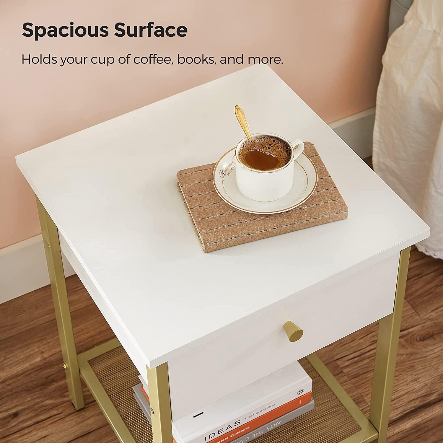 White Nightstand with Drawer FredCo