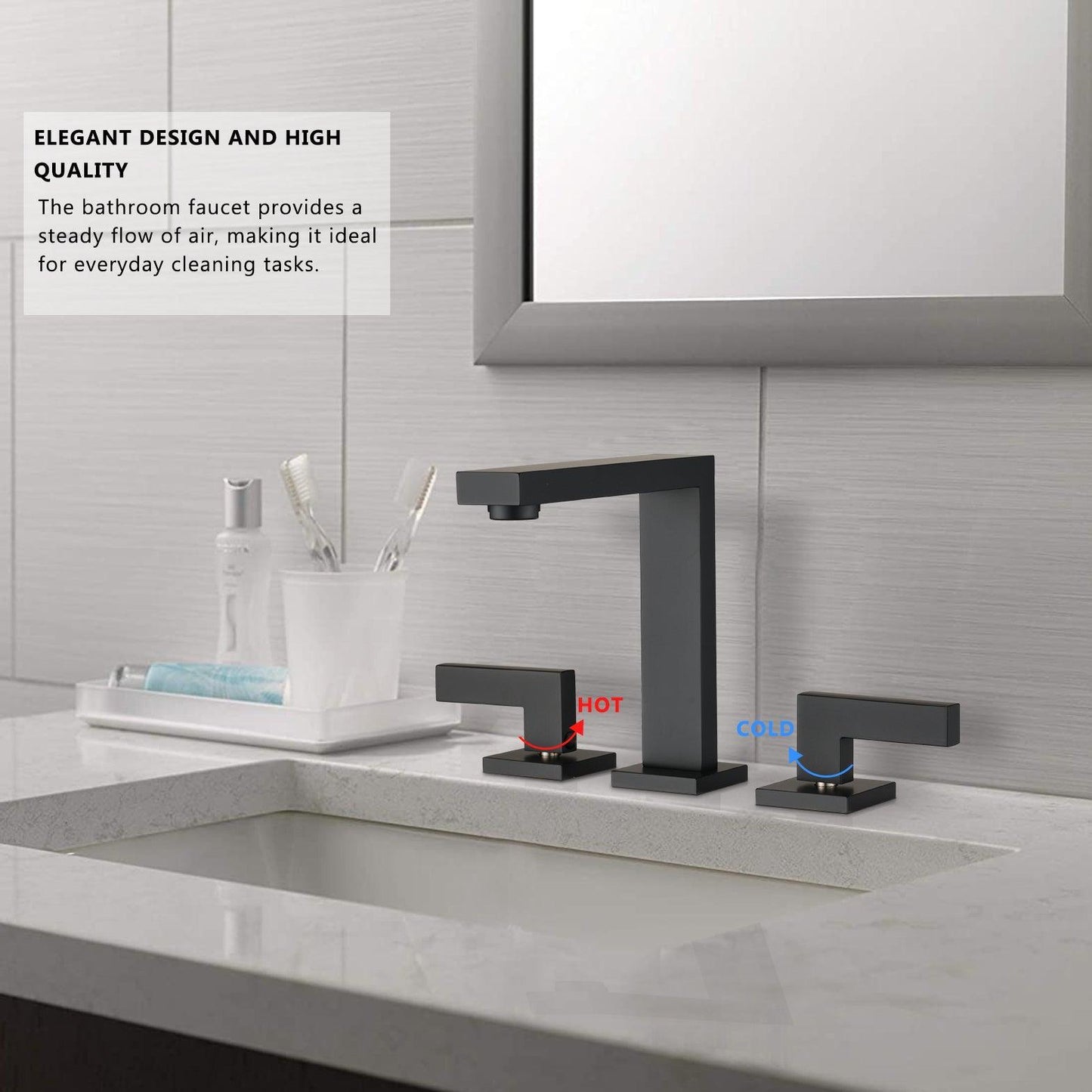 Widespread 2-Handle High-Arc Bathroom Faucet Matte Black FredCo