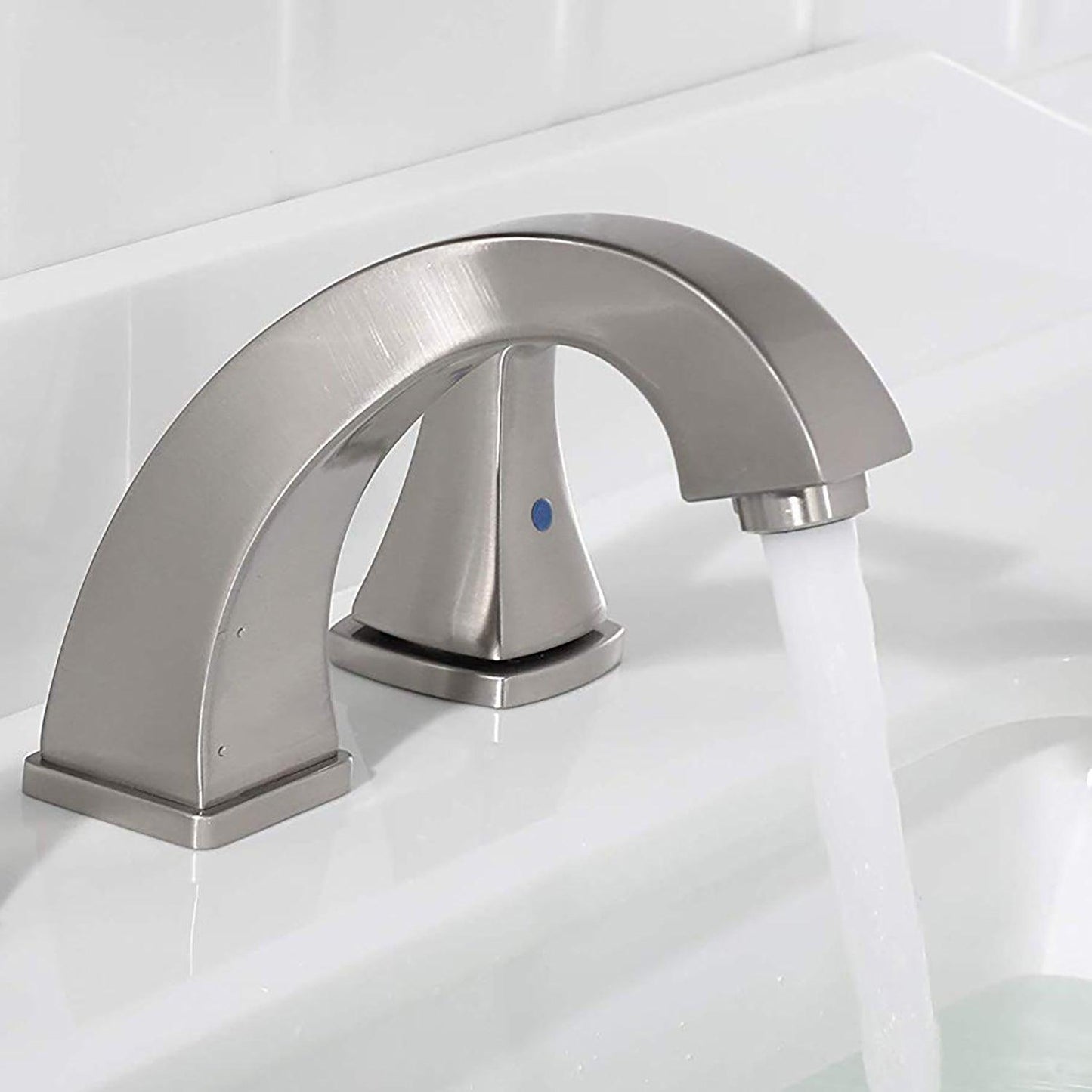 Widespread 2 Handles Bathroom Faucet with Pop Up Sink Drain, Nickel FredCo