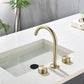 Widespread Bathroom Faucet Brushed Gold, 10 inch height FredCo