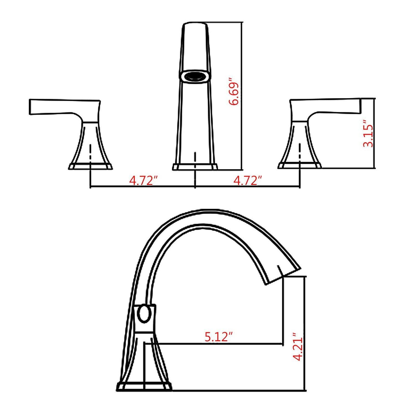 Widespread Bathroom Sink Faucets Two Handle 3 Hole with Drain Assembly FredCo