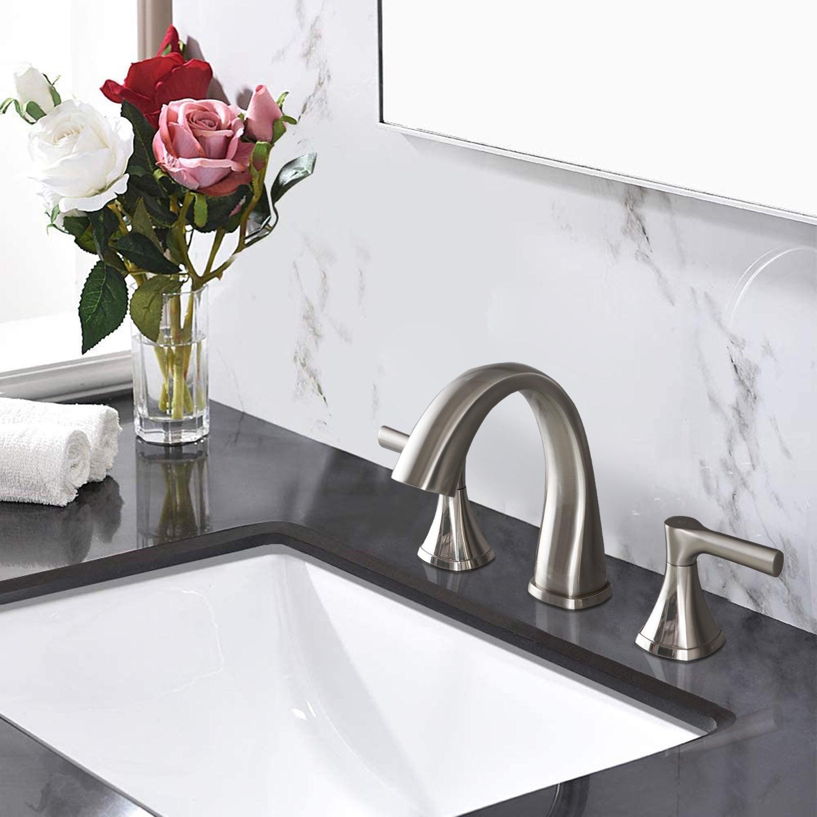 Widespread Bathroom Sink Faucets Two Handle 3 Hole with Drain Assembly FredCo