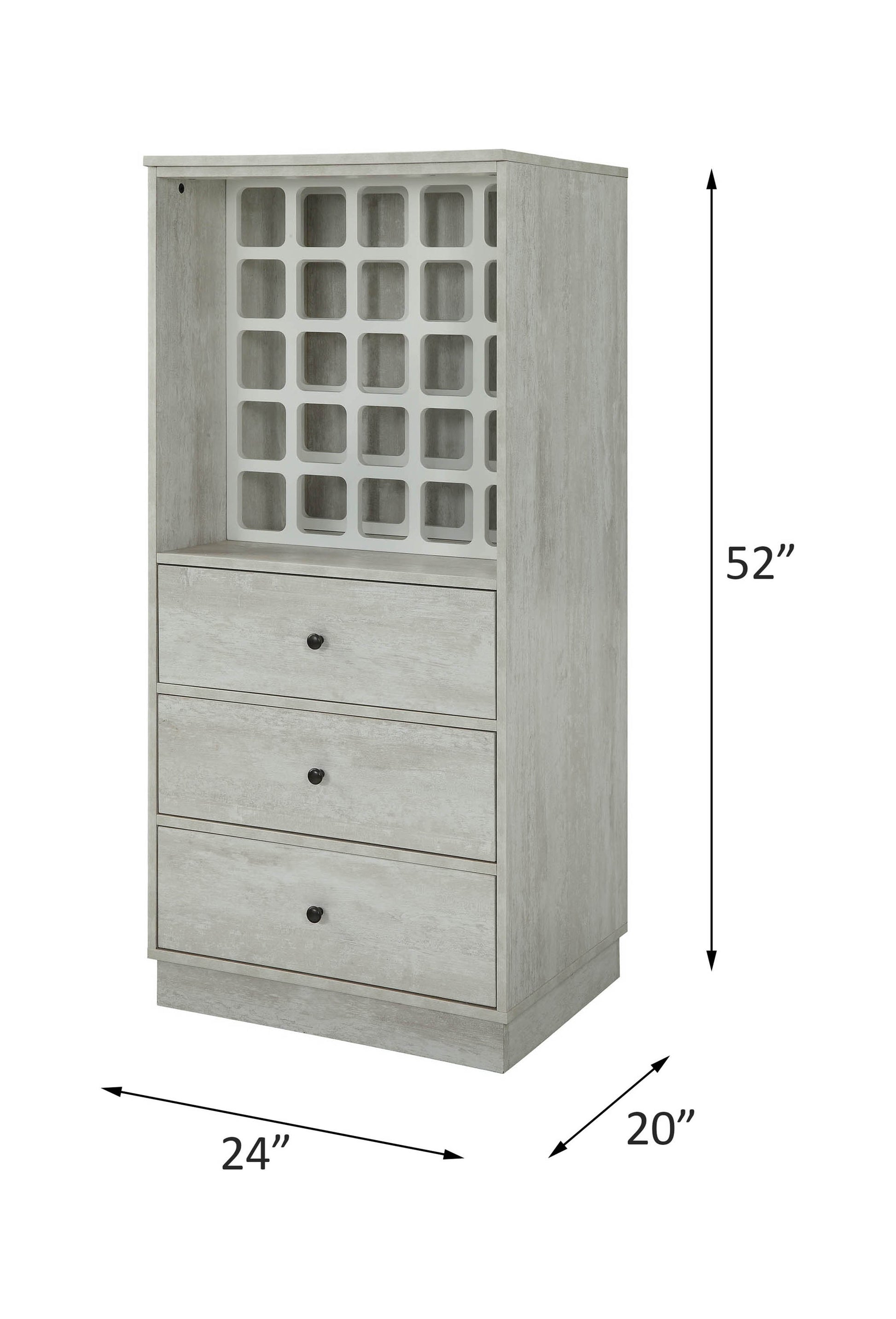 Wiesta Antique White Finish Wine Cabinet FredCo