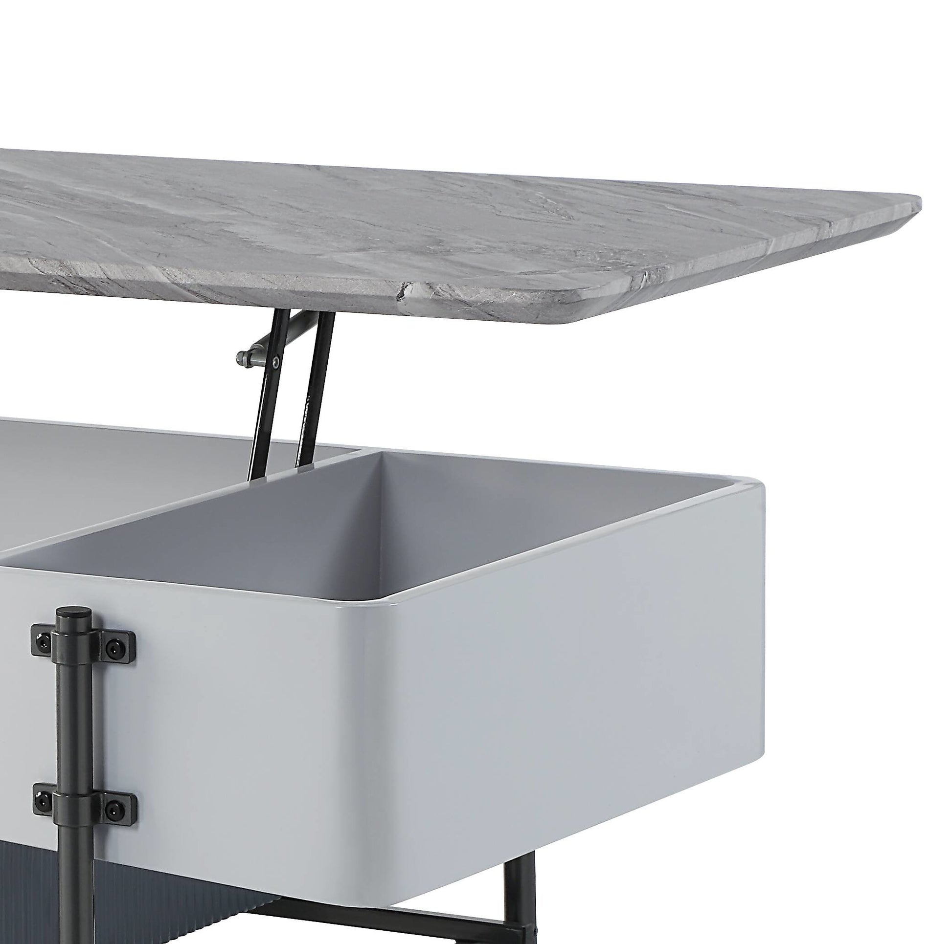 Wilkins Gray & White High Gloss Finish Coffee Table W/Lift Top FredCo