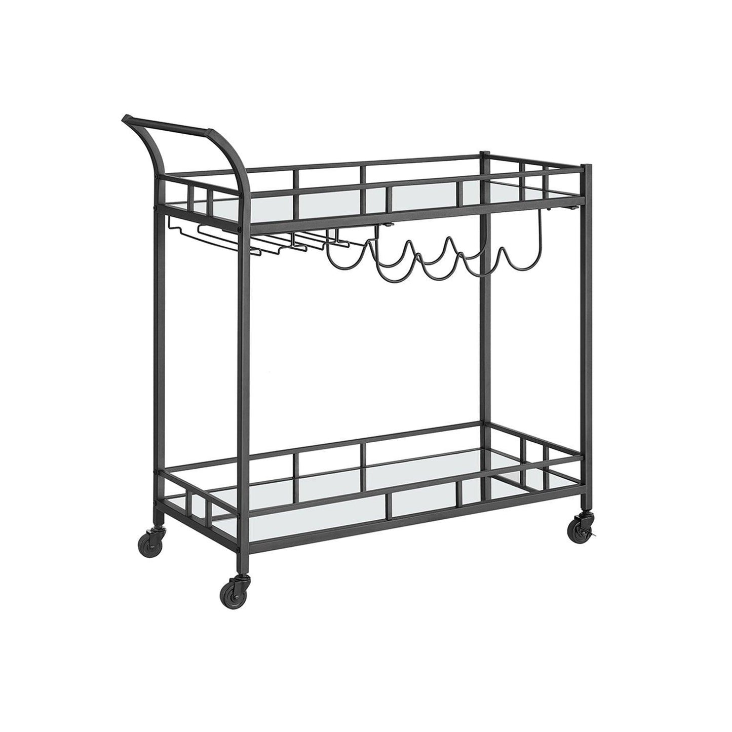 Wine Cart with 2 Mirrored Shelves FredCo