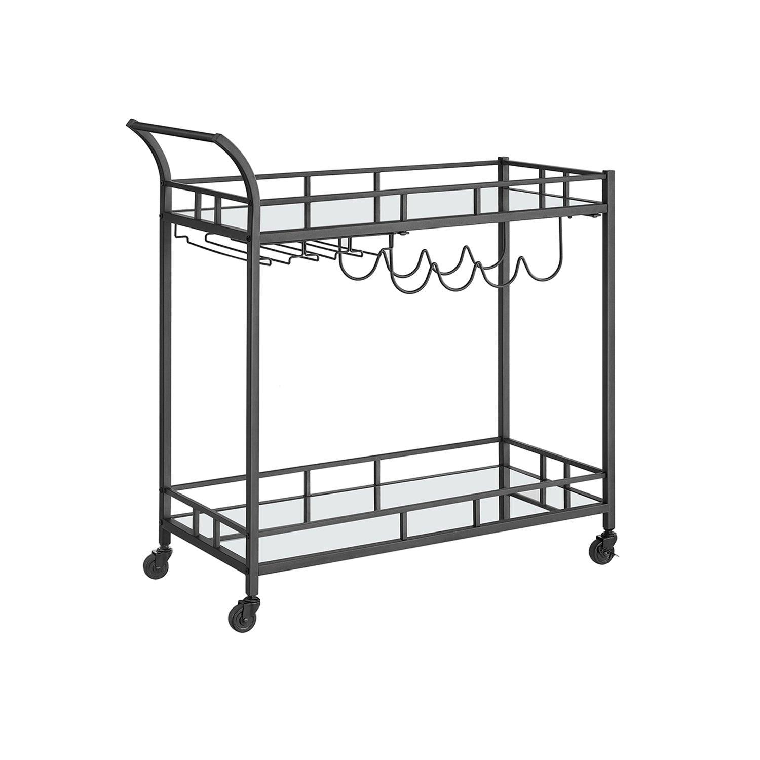 Wine Cart with 2 Mirrored Shelves FredCo