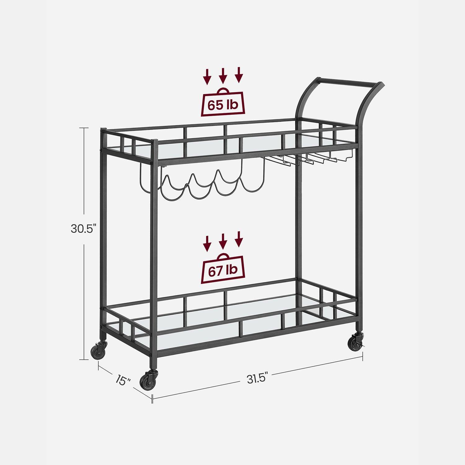 Wine Cart with 2 Mirrored Shelves FredCo