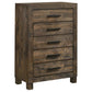 Woodmont 5-piece Queen Platform Bedroom Set Rustic Golden Brown Coaster FredCo