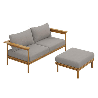 Wren 2-Piece Outdoor Patio Teak Wood Sofa and Ottoman Set by Modway FredCo
