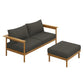 Wren 2-Piece Outdoor Patio Teak Wood Sofa and Ottoman Set by Modway FredCo