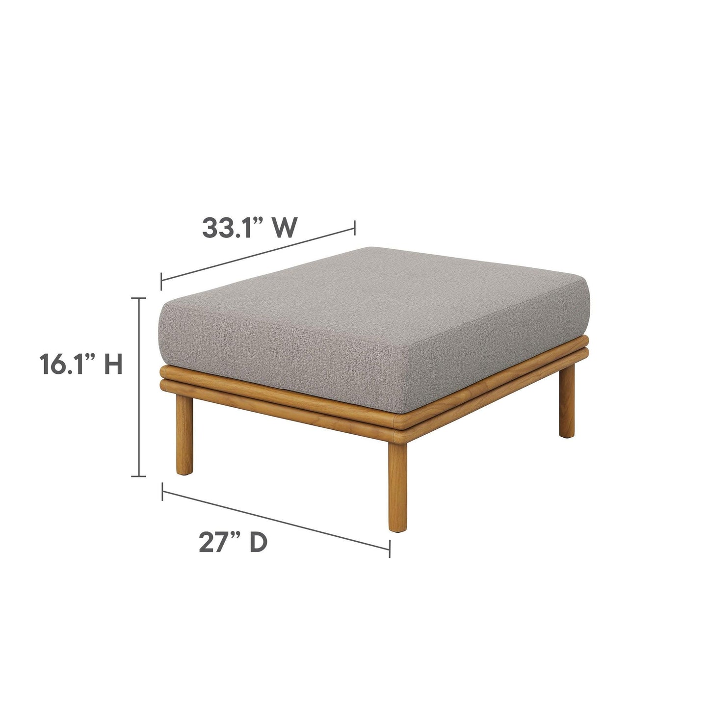 Wren 2-Piece Outdoor Patio Teak Wood Sofa and Ottoman Set by Modway FredCo