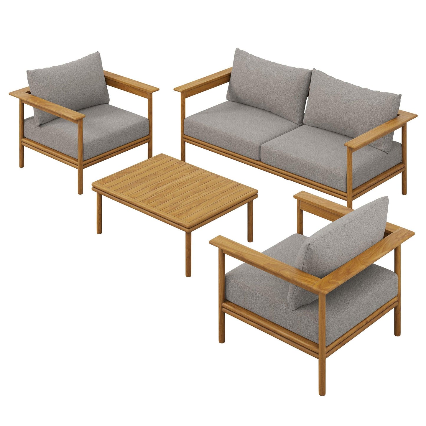 Wren 4-Piece Outdoor Patio Teak Wood Furniture Set by Modway FredCo