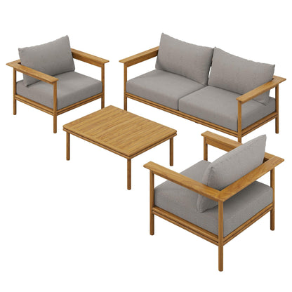 Wren 4-Piece Outdoor Patio Teak Wood Furniture Set by Modway FredCo