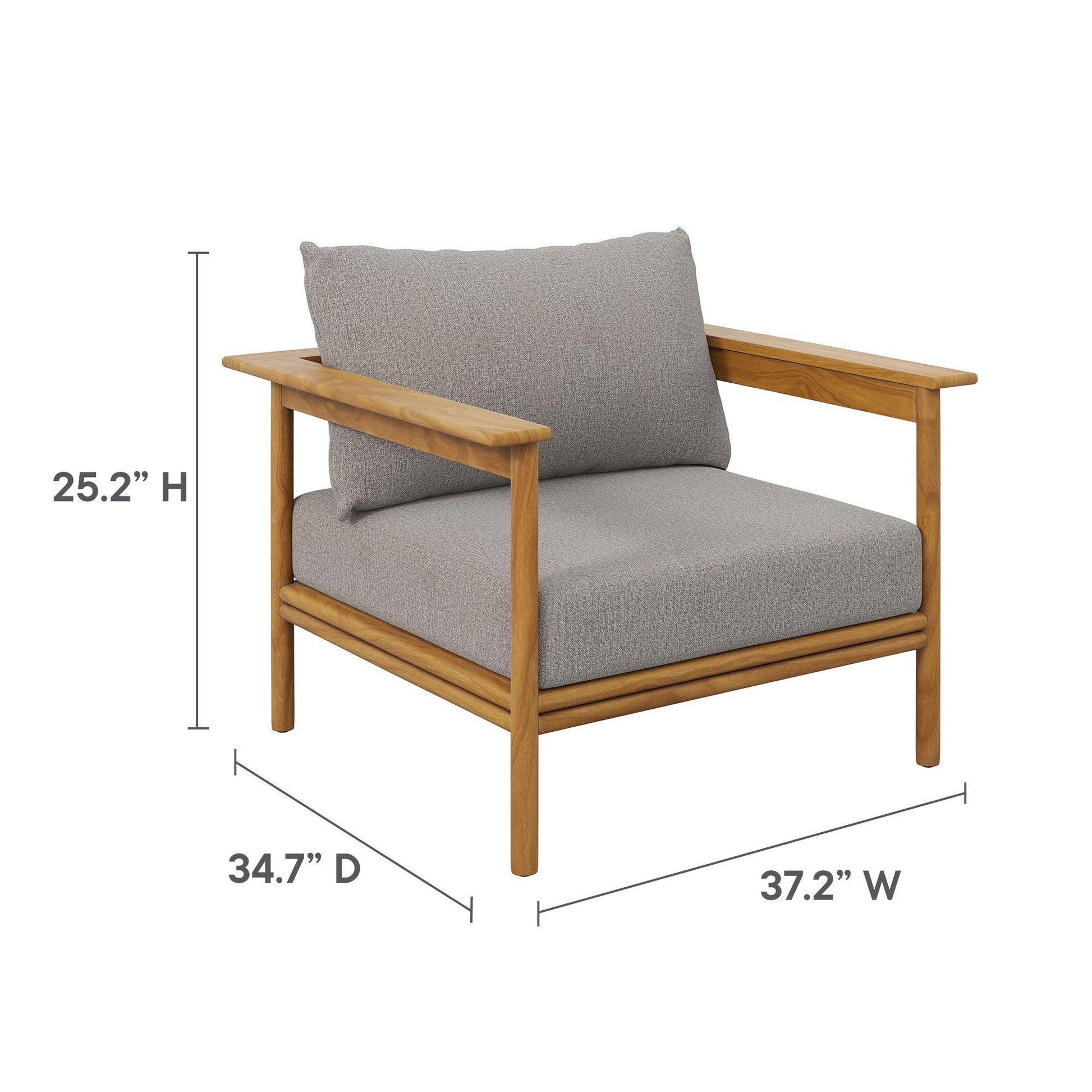 Wren Outdoor Patio Teak Wood Armchair and Ottoman Set by Modway FredCo