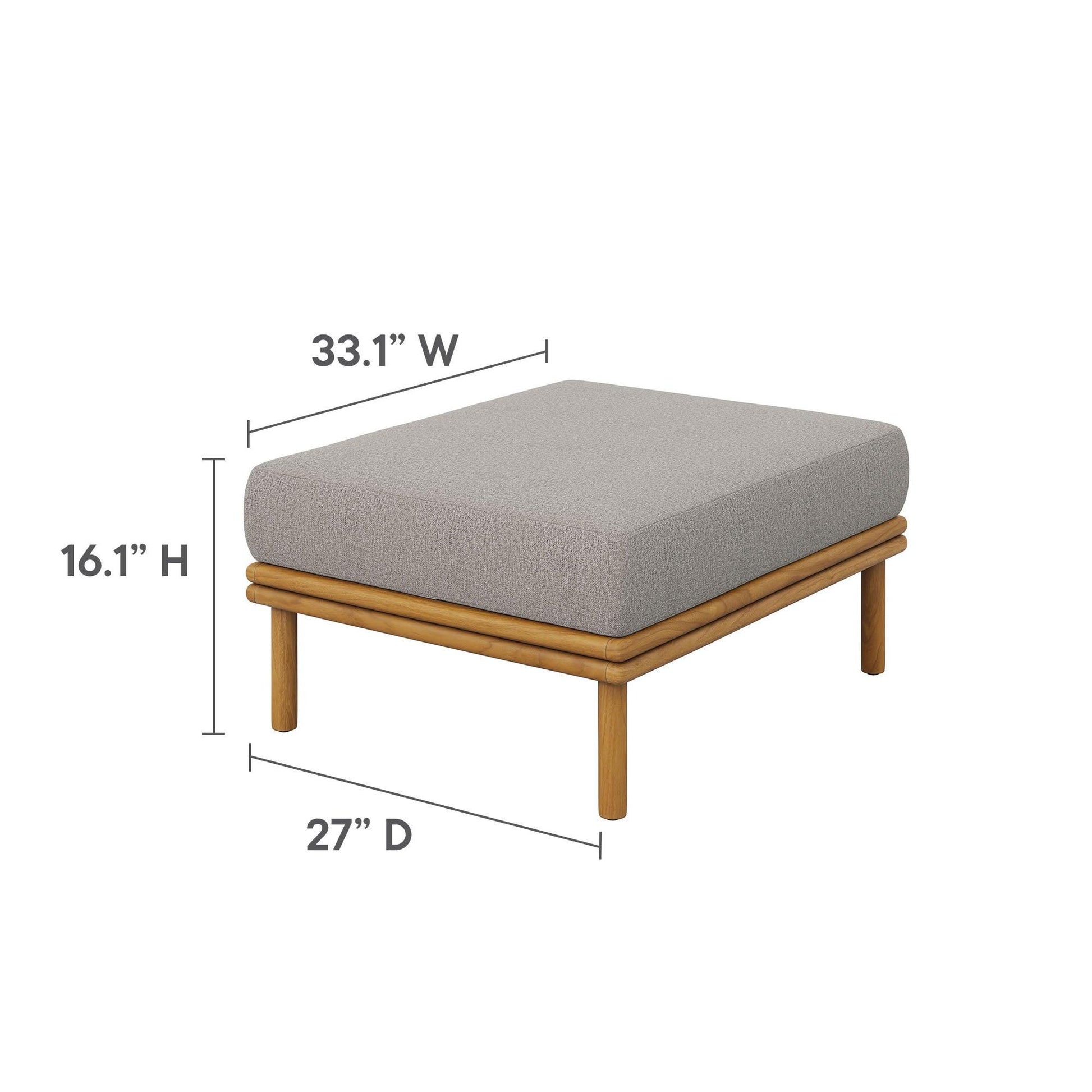 Wren Outdoor Patio Teak Wood Armchair and Ottoman Set by Modway FredCo
