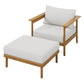 Wren Outdoor Patio Teak Wood Armchair and Ottoman Set by Modway FredCo