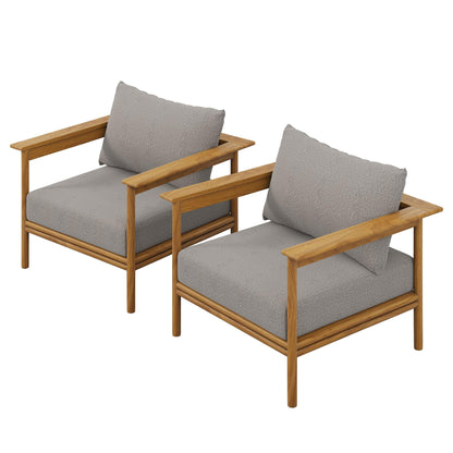 Wren Outdoor Patio Teak Wood Armchair Set of 2 by Modway FredCo