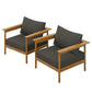 Wren Outdoor Patio Teak Wood Armchair Set of 2 by Modway FredCo