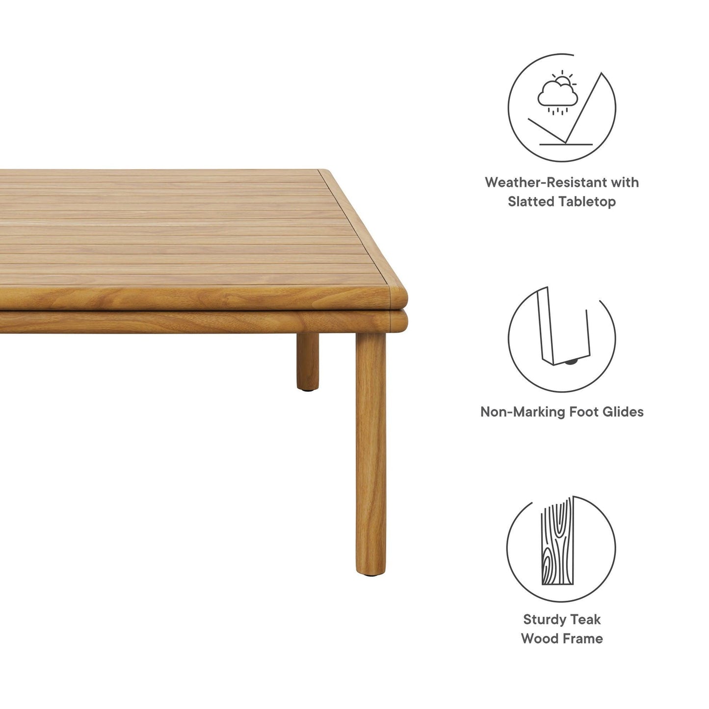 Wren Outdoor Patio Teak Wood Coffee Table by Modway FredCo