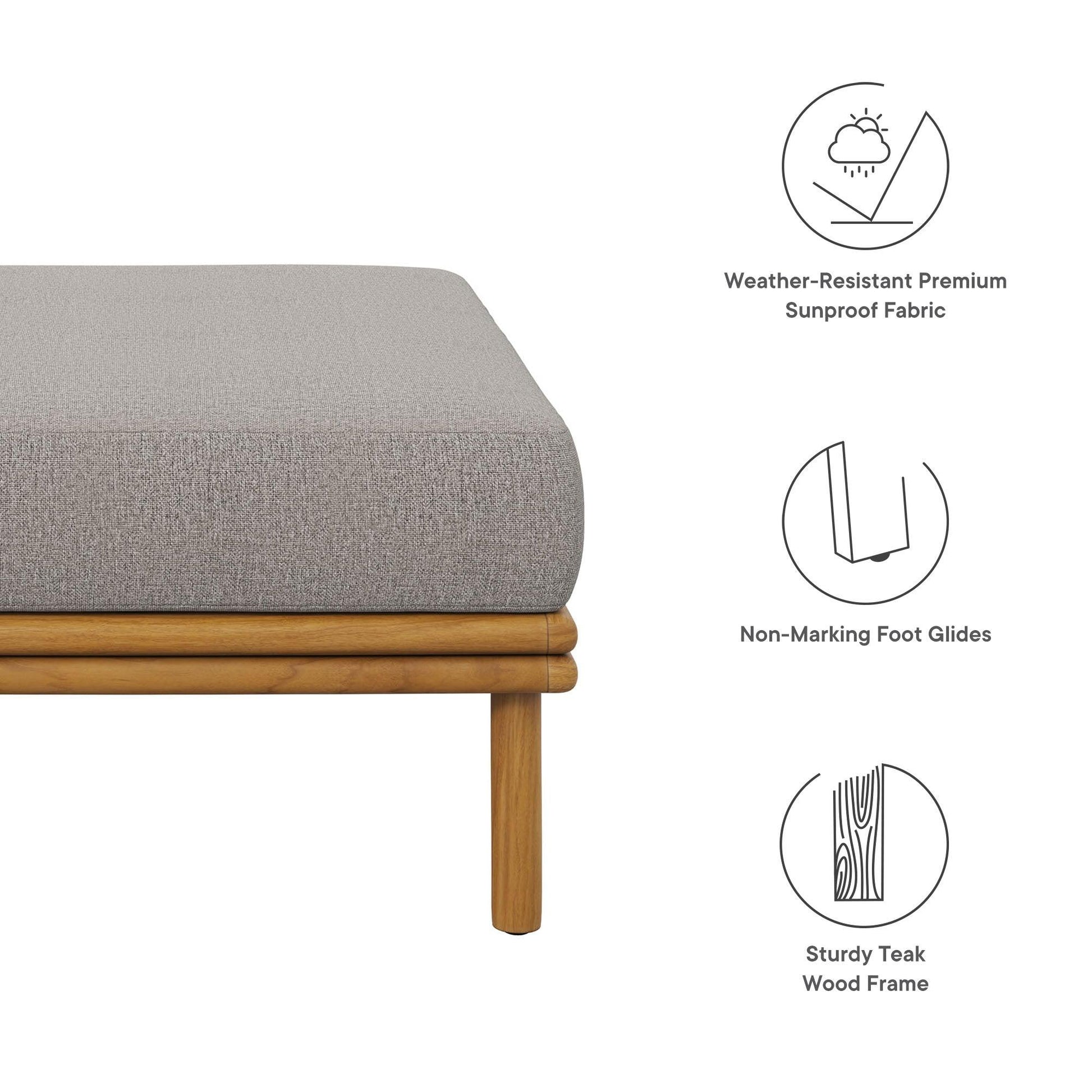 Wren Outdoor Patio Teak Wood Ottoman by Modway FredCo