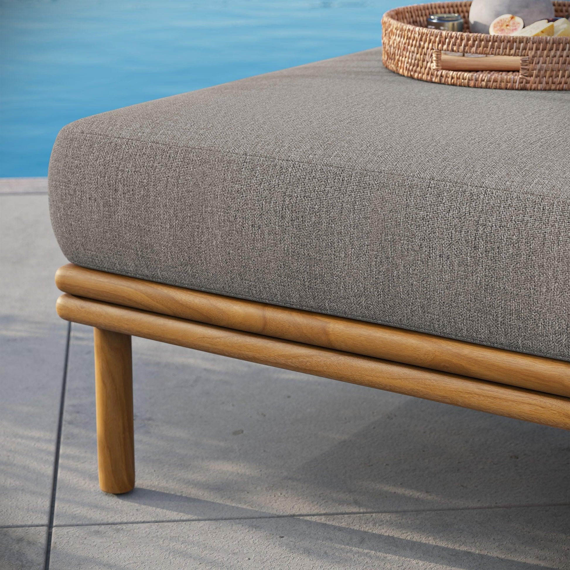 Wren Outdoor Patio Teak Wood Ottoman by Modway FredCo