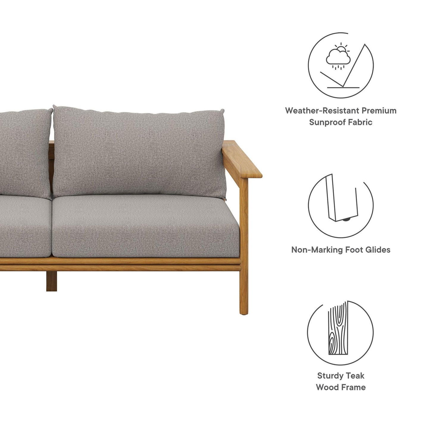 Wren Outdoor Patio Teak Wood Sofa by Modway FredCo