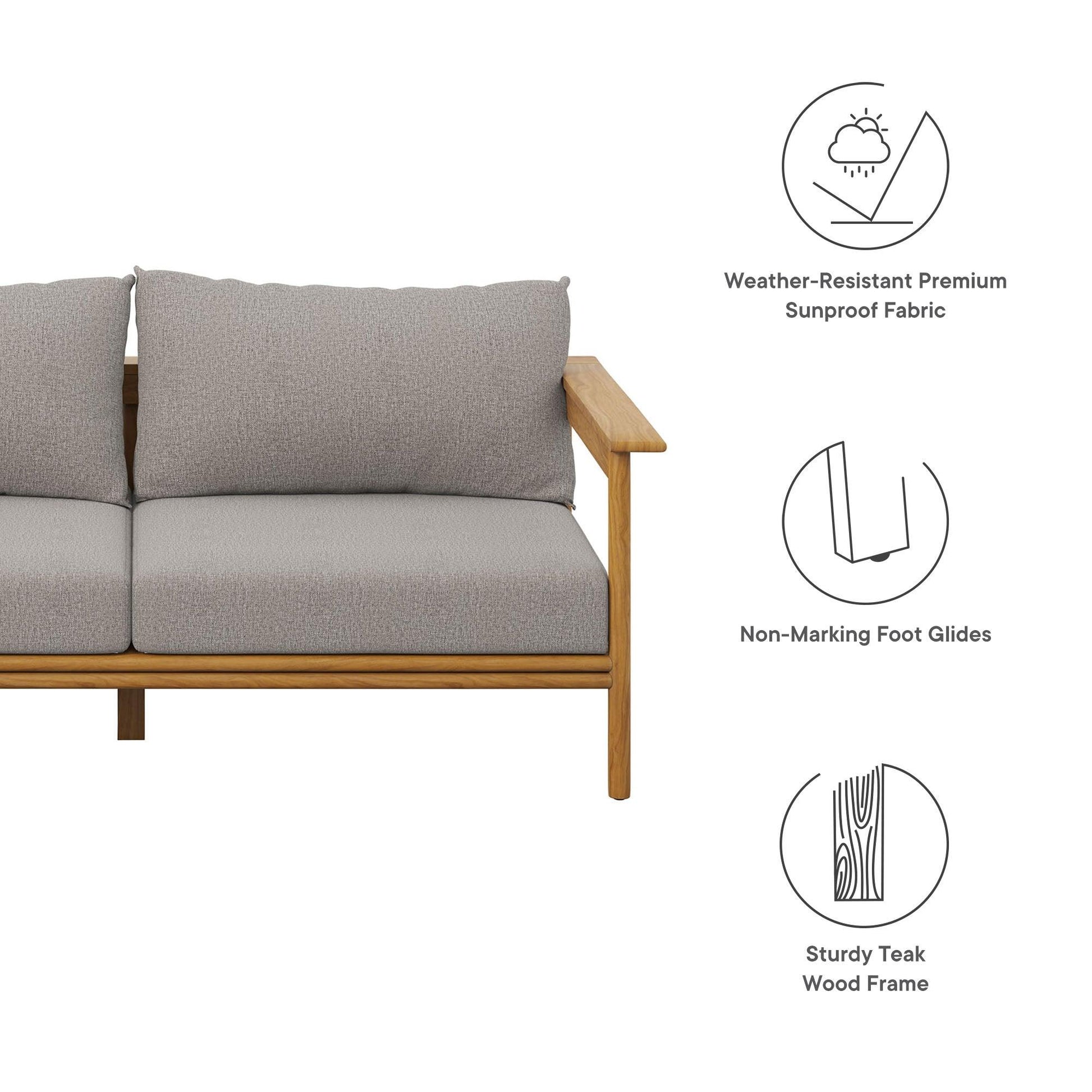 Wren Outdoor Patio Teak Wood Sofa by Modway FredCo
