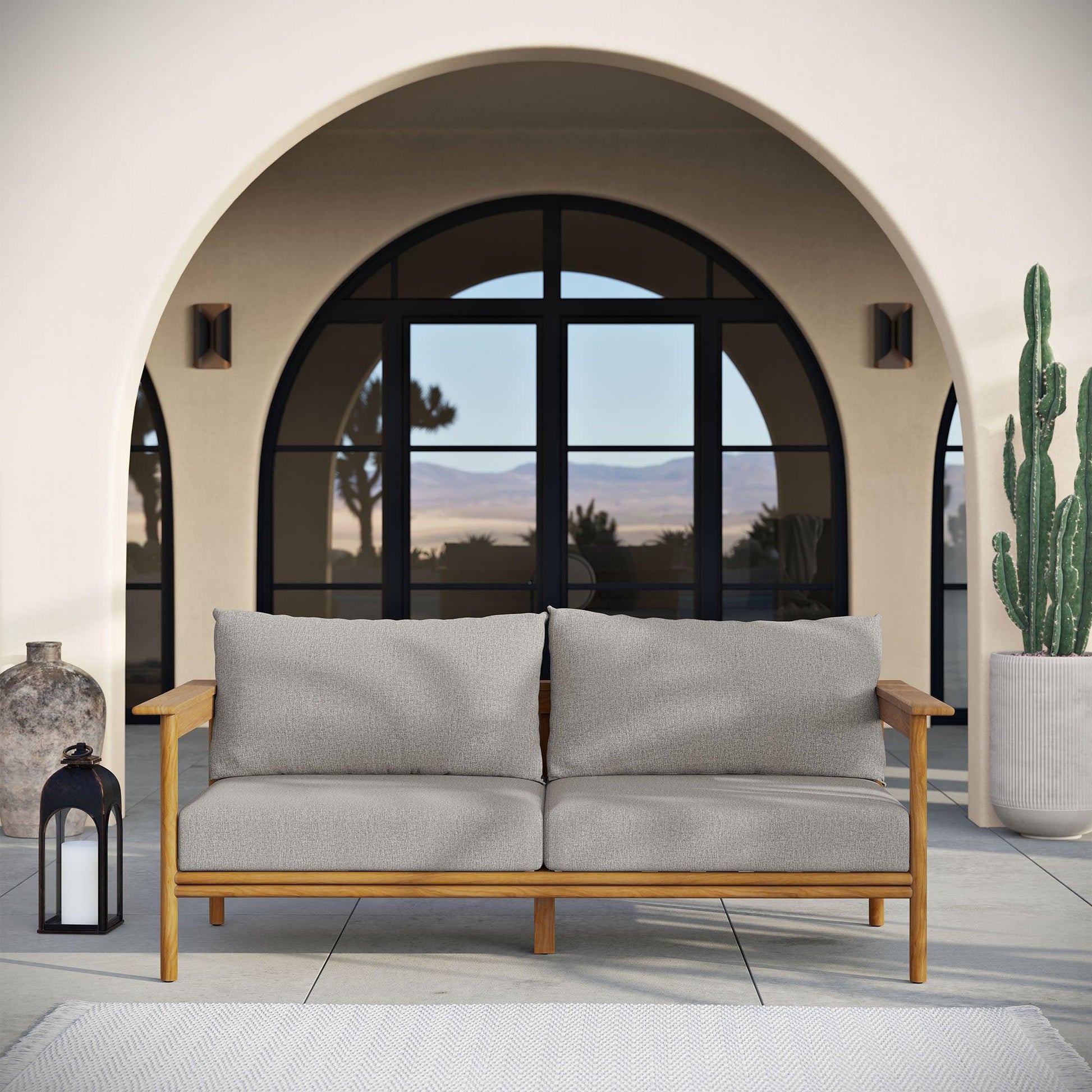 Wren Outdoor Patio Teak Wood Sofa by Modway FredCo