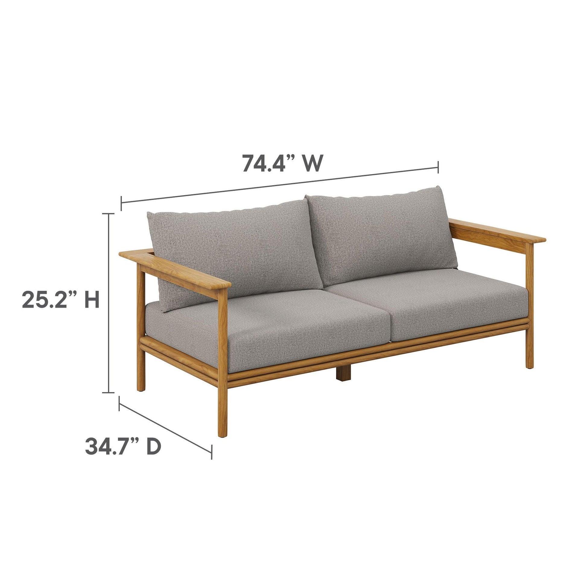 Wren Outdoor Patio Teak Wood Sofa by Modway FredCo