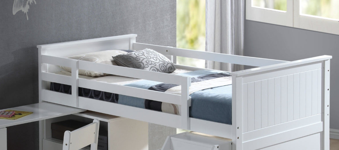 Wyatt White Finish Twin Loft Bed Set FredCo