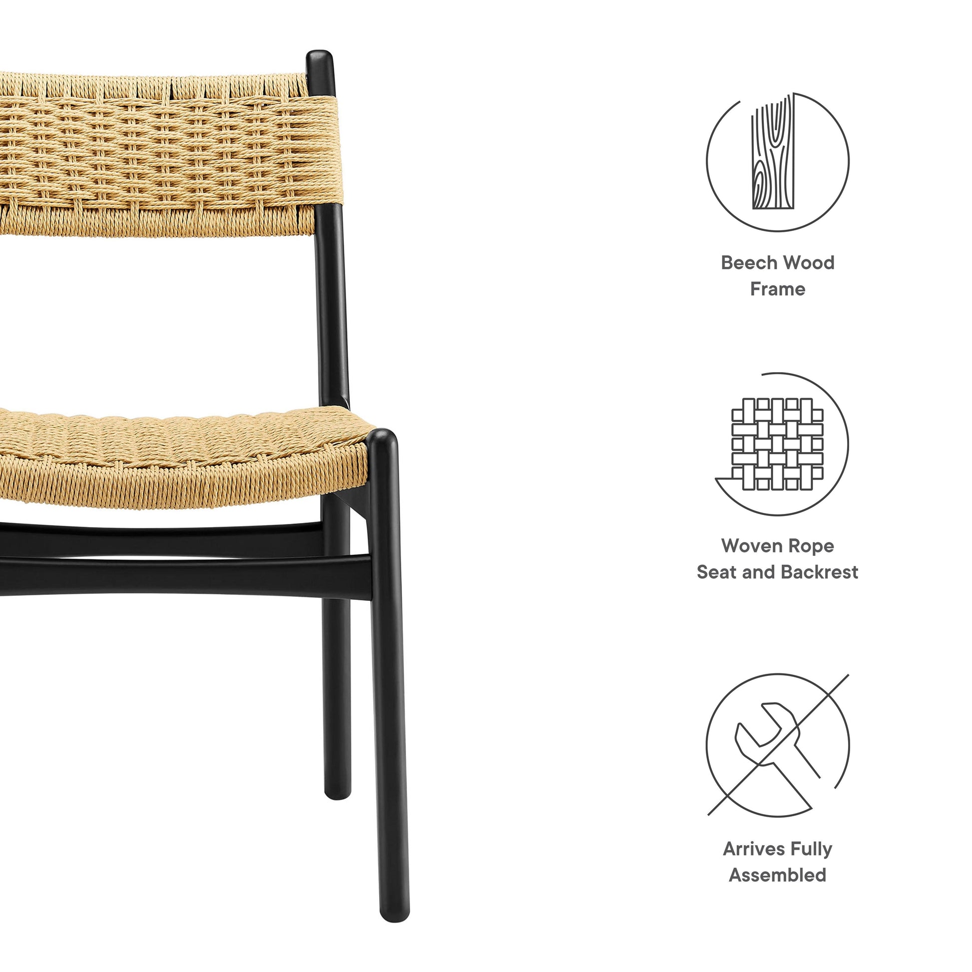Wynn Rope and Wood Dining Side Chairs Set of 2 by Modway FredCo