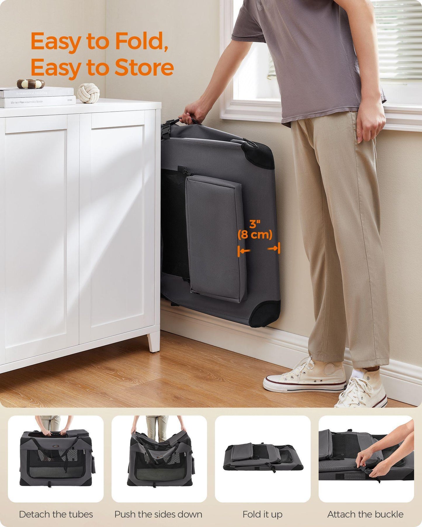 XXL Collapsible Dog Crate Gray FredCo