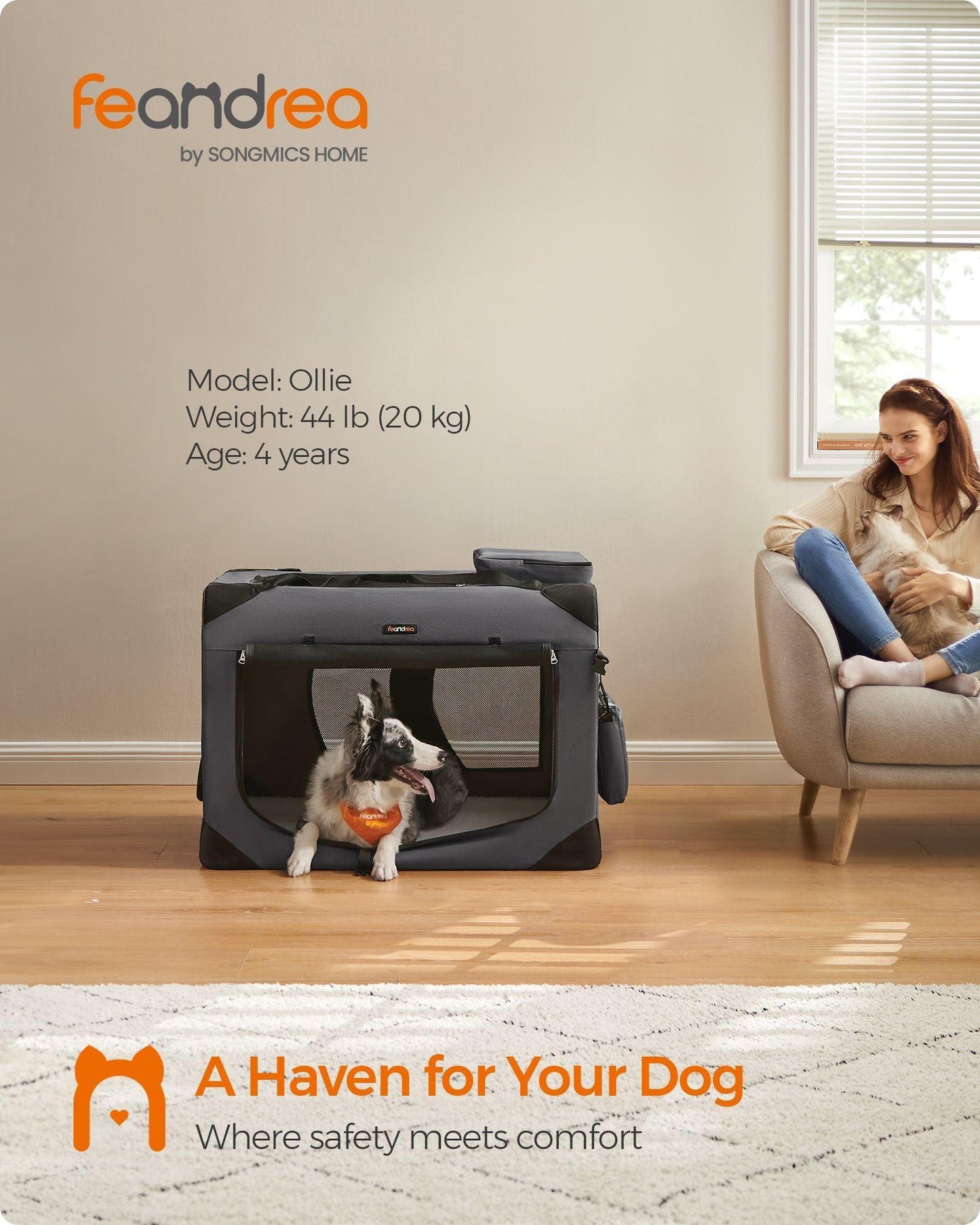 XXL Collapsible Dog Crate Gray FredCo