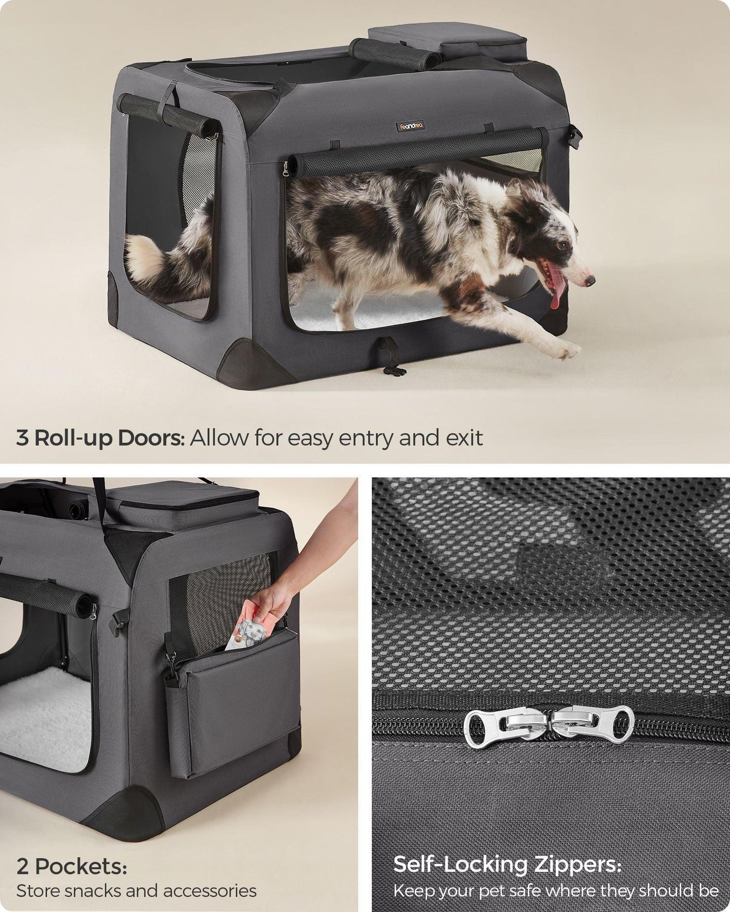 XXL Collapsible Dog Crate Gray FredCo