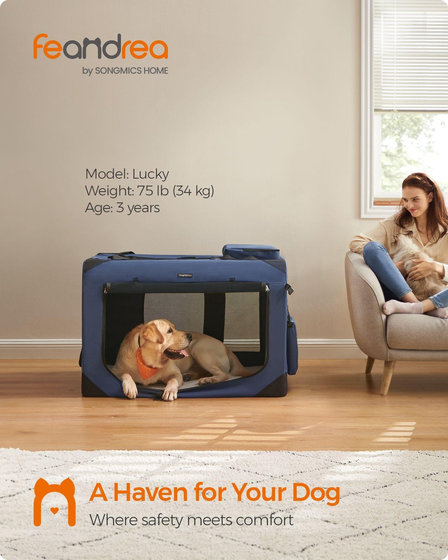 XXXL Collapsible Dog Crate Dark Blue FredCo