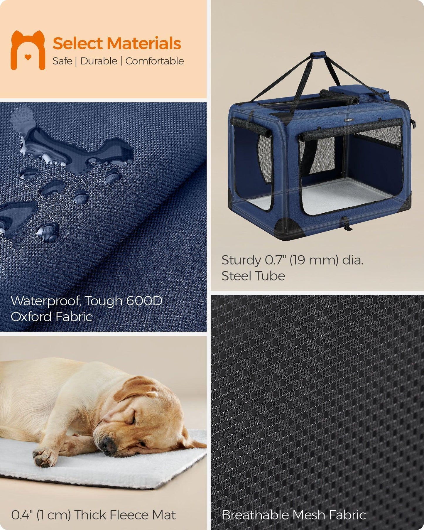 XXXL Collapsible Dog Crate Dark Blue FredCo