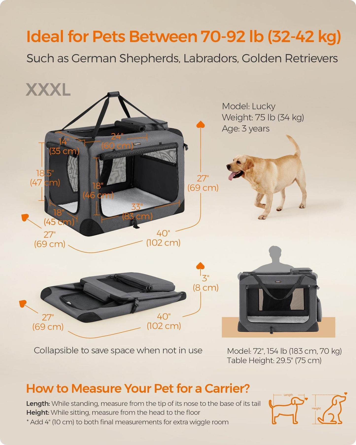 XXXL Collapsible Dog Crate Gray FredCo