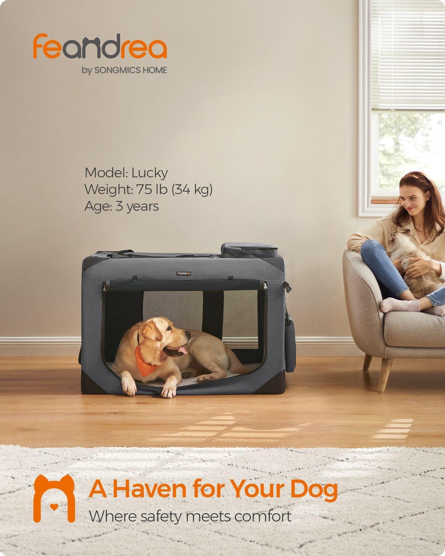 XXXL Collapsible Dog Crate Gray FredCo