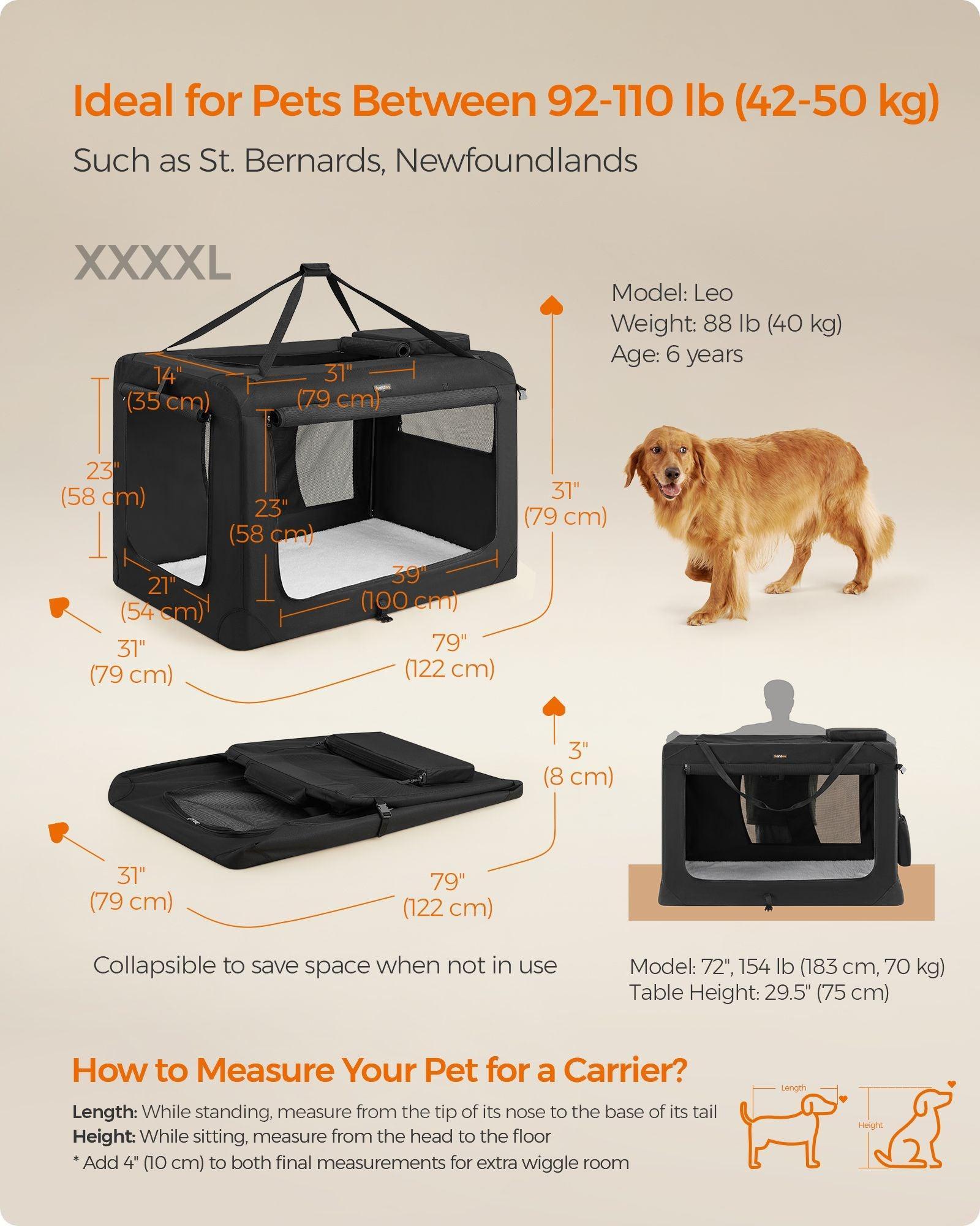 XXXXL Collapsible Dog Crate Ink Black FredCo
