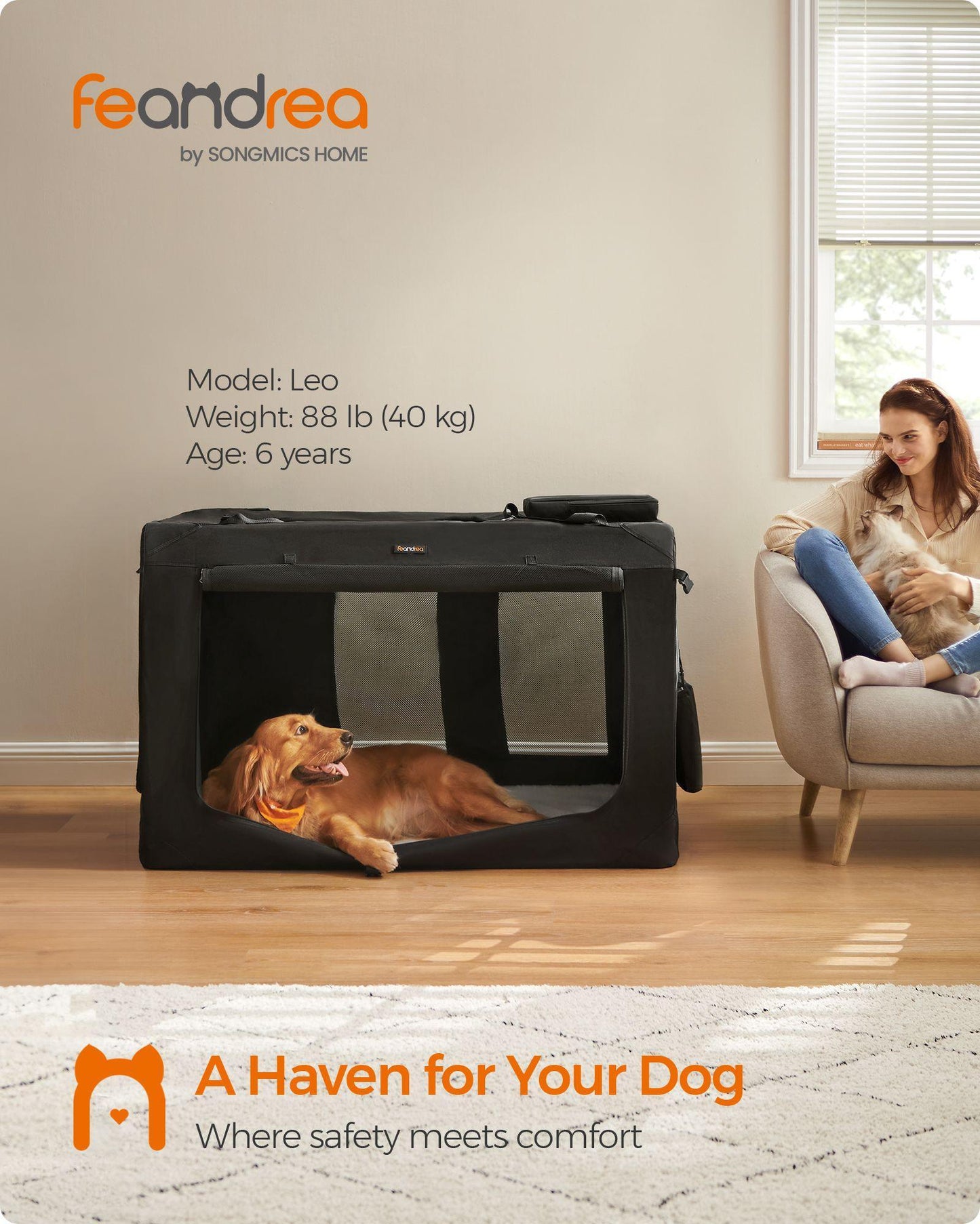XXXXL Collapsible Dog Crate Ink Black FredCo