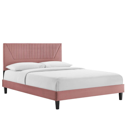 Yasmine Channel Tufted Performance Velvet King Platform Bed, MOD-7016 FredCo