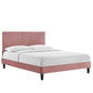 Yasmine Channel Tufted Performance Velvet Queen Platform Bed, MOD-6976 FredCo